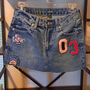 Wild Fable Jean Mini Skirt Size 00 Butterfly and 03 Patches